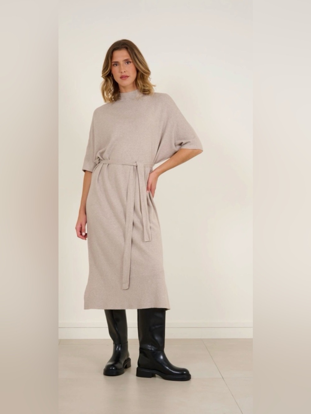 NWT CO Collection Short-sleeve Mock Neck Sweater Dress Size Medium